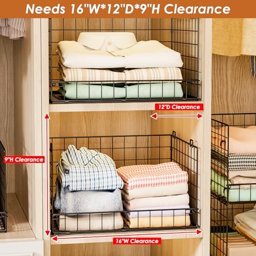 Yociyoga 5-Tier Stackable Closet Organizers and Storage Shelves, Closet Shelf Organizer Basket Bins, Foldable Sweater Storage for Closet Organizer System, Black(Patent 30022416) - Image 4