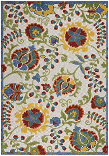 Nourison Home Aloha Ivory Multicolor 5'3" x 7'5" Area Rug - Easy Clean, Non Shedding, Bed Room, Living Room, Dining Room, Kitchen (5' x 8') - Image 3