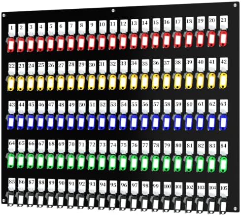 105 Hooks Acrylic Key Board with Numbers, Wall Mount Key Holder Rack with 105 Tags, Key Storage Organization, Black Hanging Board for Garage, Car Dealer, Office, Home, Hotel, Real Estate, School by Nalwort