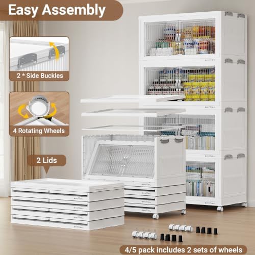 BROVIEW 600Qt Stackable Storage Bins with Lid for Home Dorm, 3Pack White - Image 5