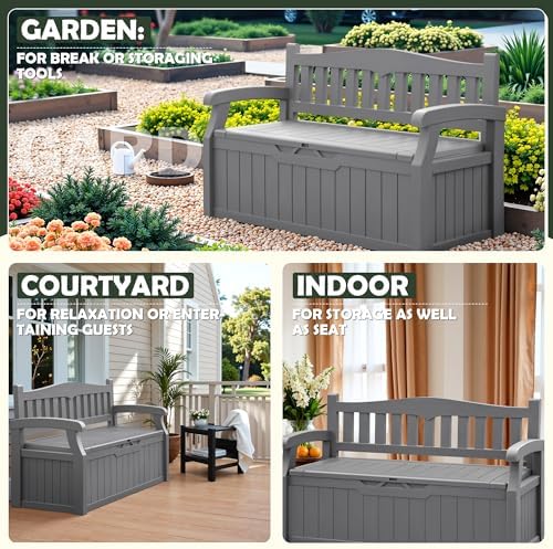 Flamaker 80 Gallon Storage Bench, Deck Box with Seat Waterproof All-Weather - Image 4