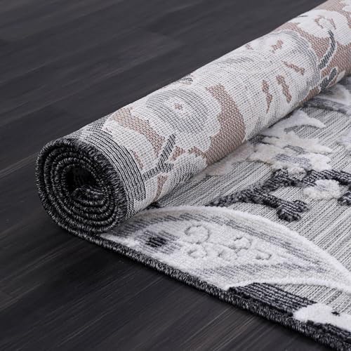 Luul Home Floral Indoor Outdoor Rugs 6x9 Large Area Rug for Living Room, Patio Decor, Kitchen, and Entryway Rug, Washable Stain Resistant Outside Carpet Gray 6 x 9 - Image 6
