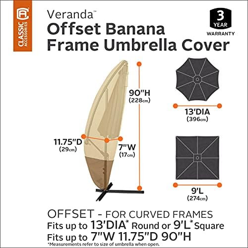 Classic Accessories Veranda Water-Resistant 13 Foot Offset Banana Frame Patio Umbrella Cover, Outdoor Umbrella Cover - Image 3