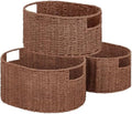 Vagusicc Wicker Storage Basket, Set of 3 Hand-woven Storage Baskets for Organizing, Round Large Wicker Baskets for Storage Decor, Pantry Storage Cubes Organization Baskets for Shelves, Brown by Vagusicc