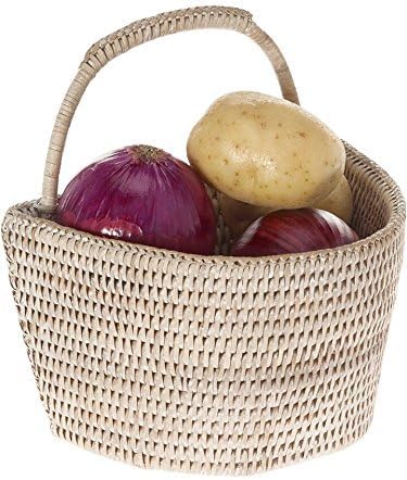 KOUBOO La Jolla Rattan Wall Storage Baskets, Hanging Organizer, Small White - Image 3