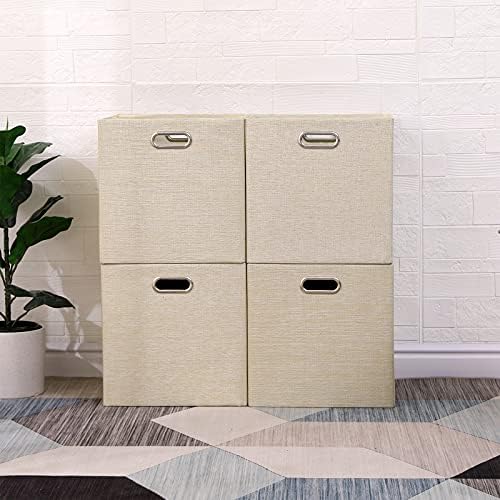 13x13x13 Inch Foldable Cube Storage Bins with Metal Handles, 4 Pack - Image 6