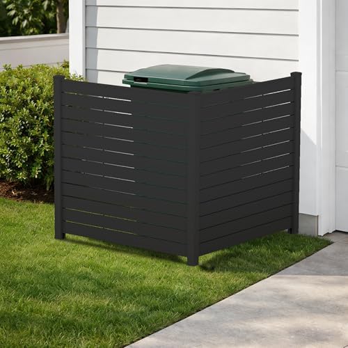 Kozyard 50" W x 48" H Outdoor Privacy Screen with Aluminum Posts, Air Conditioner Fence Panels, Pool Equipment Enclosure, Trash Can Screen Fence Kit for Outside Backyard Patio(DarkGray/2Panels) by Kozyard