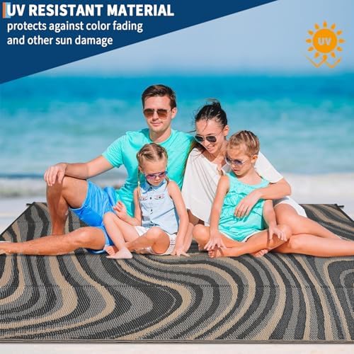 Garvee 10x20 Waterproof Outdoor Rug Modern Plastic Straw Rug, Brown - Image 6