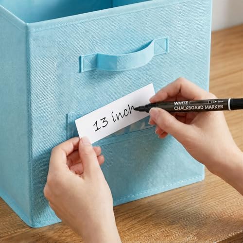 Storage Bins,13" Cube Storage Bin with Labels,10pcs,Sky Blue - Image 4