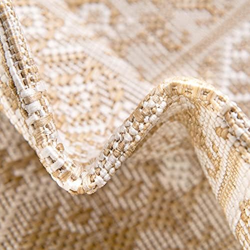 Rugs.com Outdoor Aztec Collection Rug – 6' x 9' Natural Flatweave Rug Perfect for Living Rooms, Large Dining Rooms, Open Floorplans - Image 5