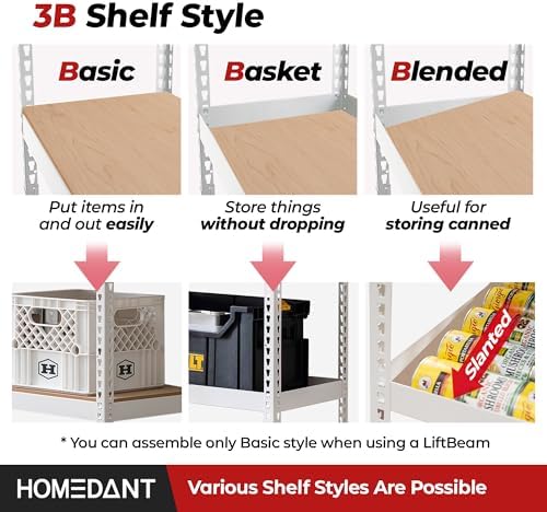 HOMEDANT White 47.7" W 5 Tier Storage Shelves Garage Shelving Unit Metal - Image 4