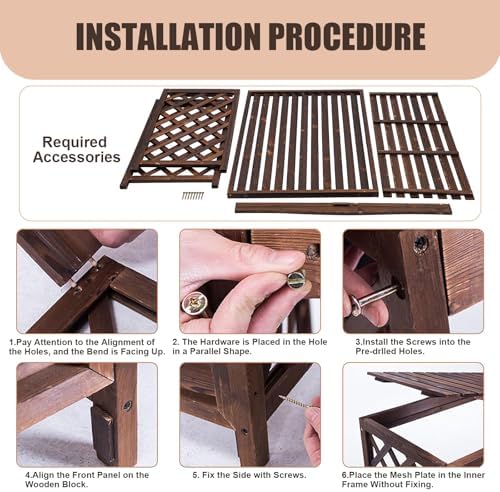 AC Fence Privacy Screen for Outdoor 43.3" x 19.7" x 33.5", 4-Panel, Brown - Image 6