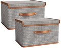 Tuza 2 Pack Storage Bins with Lids, Collapsible Closet Organizer Container, Fabric Organizer Box with Handles, Decorative Storage Boxes with Lids for Organizing Clothes, Sheet, Light Grey, Extra Large by LOVEWHEREYOULIVE