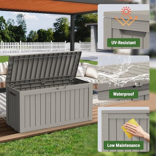 Mars Villa Deck Box, Outdoor Storage Box Waterproof, 72 Gallon, Grey - Image 5