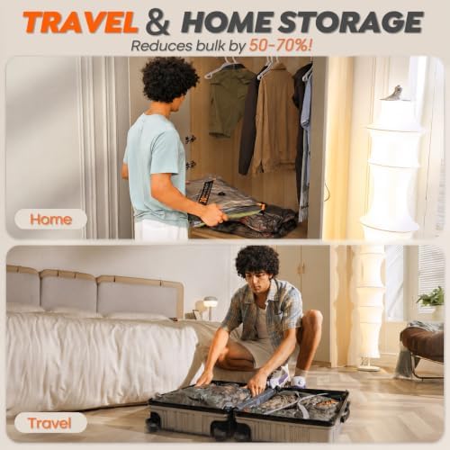 Rechargeable Wireless Pump Travel Storage Bags Set - 15 Pack Large Size Vacuum Bags for Travel & Home, Space-Saving Compression Packing for Clothes, Blankets & Bedding - Image 5