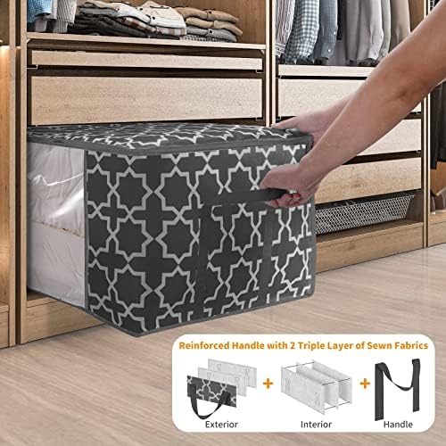 GhvyenntteS Storage Bags 100L 3-Pack Large Blanket Clothes Organization and Storage Containers (Grey-3Pack) - Image 4