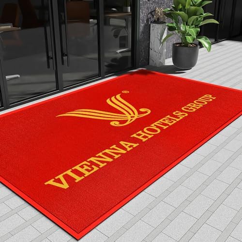 Custom Commercial Entrance Mat 3x5ft with Non-Slip Rubber Backing Outdoor Washable and Waterproof Welcome Rugs Size/Color/Pattern/Logo/Text Customizable Entryway Carpets for Business by Custom