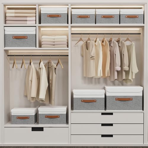 Yawinhe Collapsible Storage Boxes,White/Grey,10.2x7.9x6.7in,5-Pack - Image 3