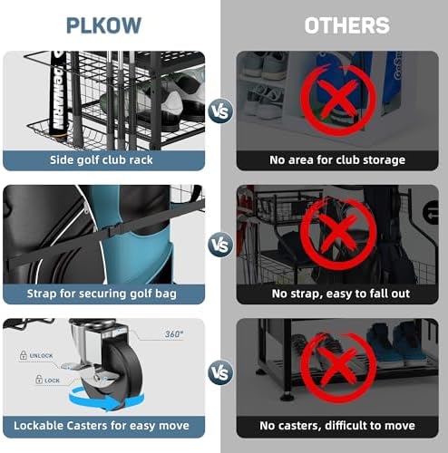 PLKOW Golf Bag Storage for Garage, Golf Equipment Organizer Rack - Image 4