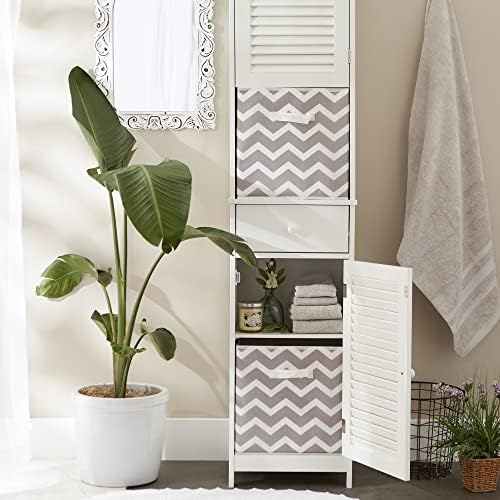 DII Non Woven Polyester Storage Bin, Chevron, Gray, Large Set of 2 - Image 5