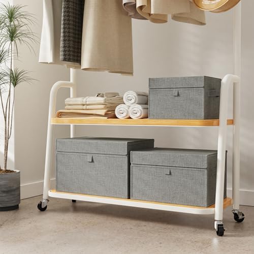 Foldable Storage Boxes with Flip Cover,13x9.1x7.9in,Grey,4 Pack - Image 5