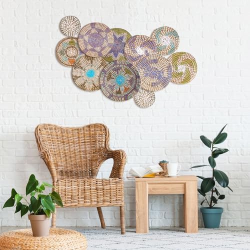 Tatuo 11 Pcs Boho Wall Basket Decor Woven Wall Hanging Art, Multicolour - Image 2