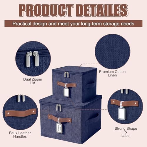 6 Pack Fabric Closet Storage Bins with Lids, 10×8×7 in, Blue - Image 3