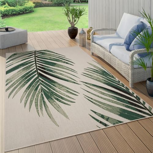 Paco Home Outdoor Rug Beige Green with Floral Palm Leaf Design Waterproof, Size: 3' x 5' by PacoHome