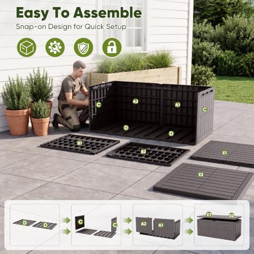 Devoko 230 Gallon Deck Box Resin Outdoor Storage Box Waterproof - Image 4