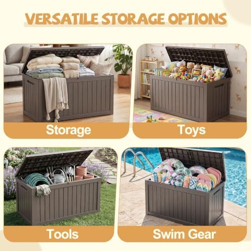 Outdoor Storage Box Waterproof, 300 Gal Gen 2 Resin Deck Box With Wheels - Image 3