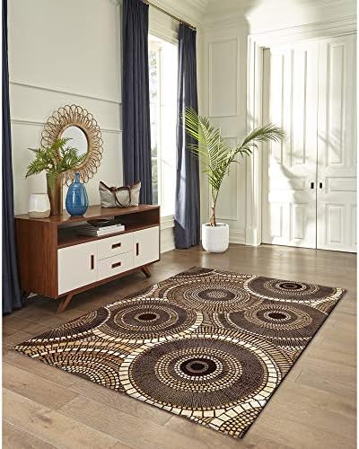 Liora Manne Marina Indoor/Outdoor Power Loomed Synthetic Blend Low Profile Area Rug - Transitional Geometric Casual Medallion Colorful (Circles Brown) (3'11" x 5'10") - Image 4
