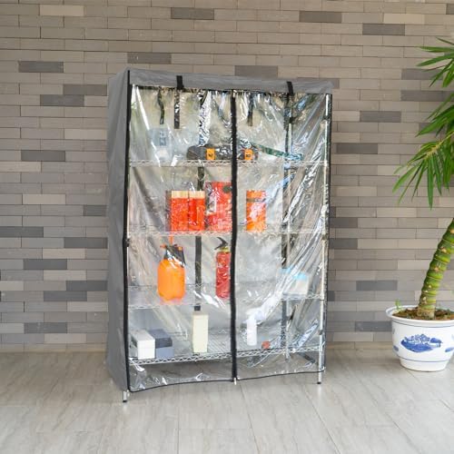okcool Waterproof Shelf Cover, Wire Shelf Cover with Zipper & Clear View Panel (Grey,48" Wx18 Dx82 H Shelves) - Image 7