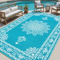 Yamaziot 8x10Ft Outdoor Rug Waterproof Plastic Straw Outdoor Patio Rug,Teal by Yamaziot