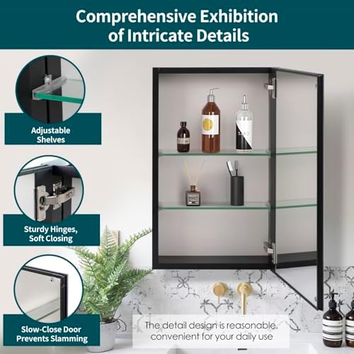 Movo 15 Inch x 24 Inch Medicine Cabinet with Mirror - Image 3