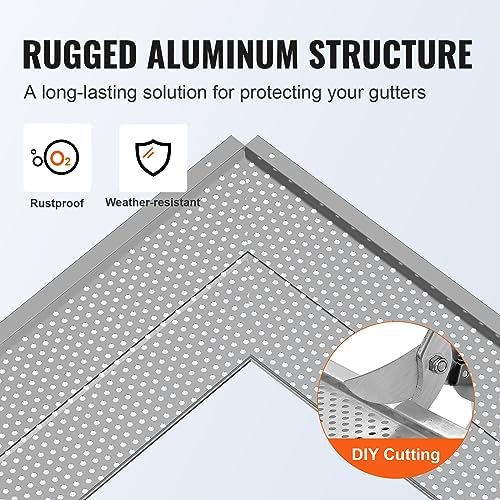 VEVOR Gutter Guard, 6 inch Width, Aluminum Leaf Filter DIY Gutter Cover, 26 PCS 104 ft Total Length, 0.157'' Hole Diameter & 0.02'' Thick Fits Any Roof or Gutter Type - Image 4
