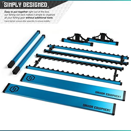 Savior Equipment Fishing Rod Rack Holder Organizer, 24-48 Slots to Hold Fresh Salt Water Spinning Rods & Reel Combo, Lightweight Aluminum Vertical Fish Pole Garage Storage Ground Display Stand - Image 6