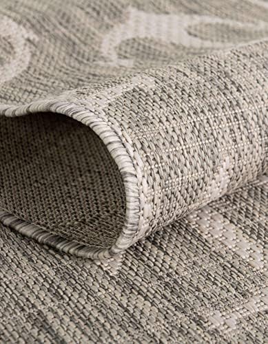 Unique Loom Outdoor Coastal Collection Area Rug - Ahoy (2' 7" x 12' 2" Runner, Gray/ Ivory) - Image 5