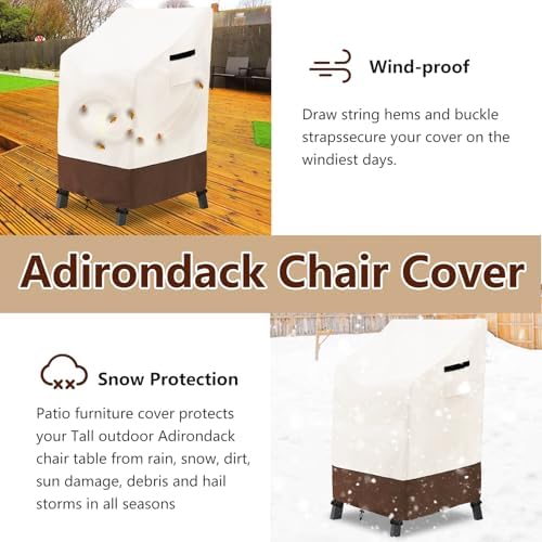 Stackable Patio Chair Covers Waterproof Patio Furniture Covers, 28 W x 36 D x 47 H InchesFits for 4-6 Stackable Dining Chairs 2 Pack (Beige & Brown) - Image 5
