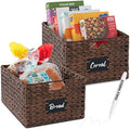 Best Choice Products Pantry Baskets Set of 2 16x12in Water Hyacinth Storage Baskets, Woven Wicker Kitchen Organizers with handles w/Chalkboard Label Chalk Marker - Brown by BestChoiceProducts