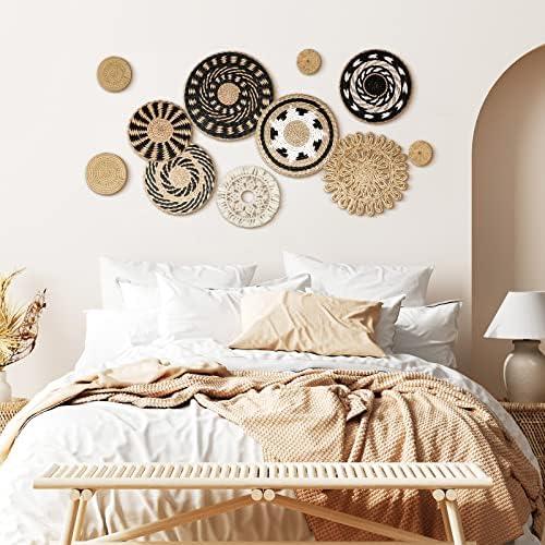 Tatuo 11 Pcs Boho Wall Basket Decor Woven Wall Hanging Art, Boho - Image 5