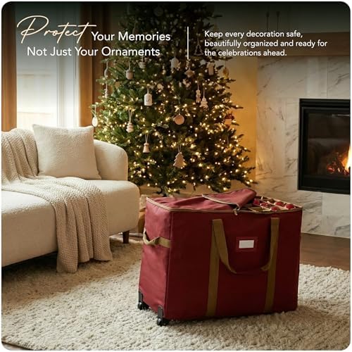 Covermates Rolling Adjustable Ornament Storage Bag, 19.25"W x 13"D x 12.5"H - Image 2