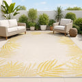JONATHAN Y Palm Frond Border Indoor Outdoor Area Rug 4X6 Yellow/Cream, Isla Coastal Cottage for Backyard, Patio, Porch, Easy-Cleaning, High Traffic, Pet-Friendly, Non-Shedding (TSN207A-4) by JONATHANY