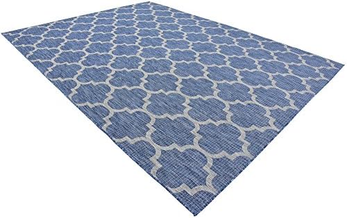 Unique Loom Outdoor Trellis Collection Area Rug (9' x 12' Rectangle, Navy Blue/ Ivory) - Image 4