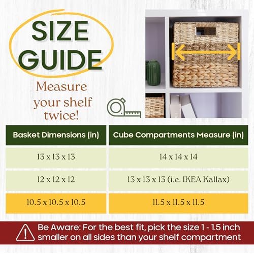CHI AN HOME 11x11 Wicker Storage Cubes Storage Baskets For Shelves Set 4 - Image 5
