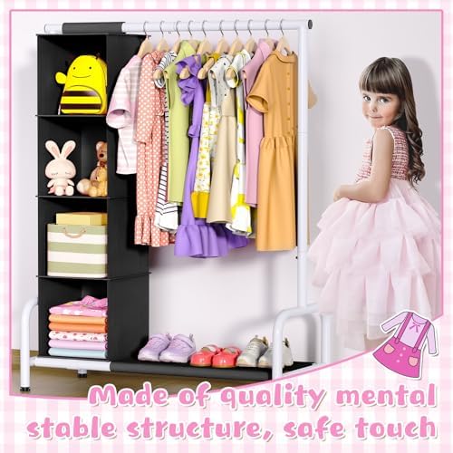 Univivi Kids Clothing Rack with Hanging Organizer, 43 Inch, Black and White - Image 6