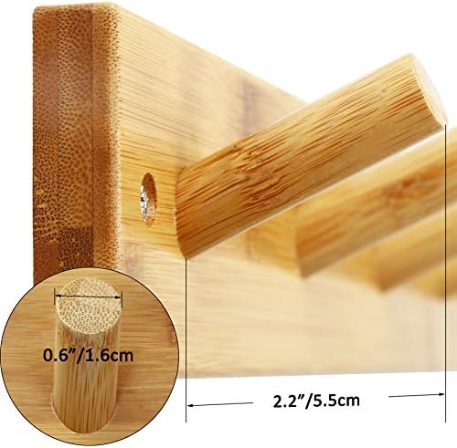SKOLOO Coat Rack Wall Mount 17 inch, 5 Hooks, Bamboo, Shaker Style, Natural - Image 6