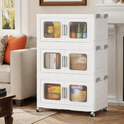 BROVIEW 180 Qt Extra Large Stackable Storage Bin with Lids, 3 Pack White by BROVIEW-EnjoytheArtofLife