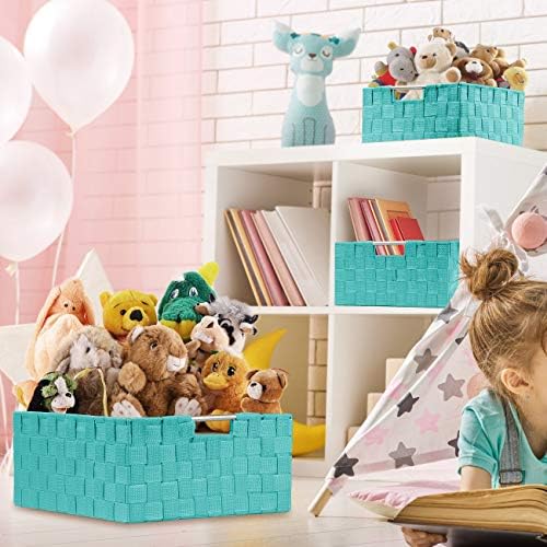Sorbus Baskets for Organizing, 7-Piece Hand-Woven Storage Set (Aqua) - Image 3
