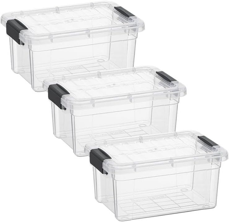 Superio 3.4 Quart Clear Plastic Storage Boxes with Lids, Stackable Organizer Containers, BPA-Free Storage Bins for Home, Office, School & Dorm, 3 Pack by Superio