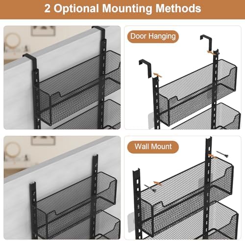 VyGrow Over The Door Organizer, 8-tier Metal Door Organizer Hanging with Adjustable Baskets, Behind The Door Storage for Bedroom Closet Bathroom Pantry Cabinet Kitchen, Black - Image 4